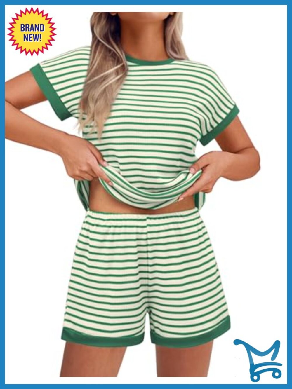 Waffle Knit Two Piece Lounge Set with Pockets